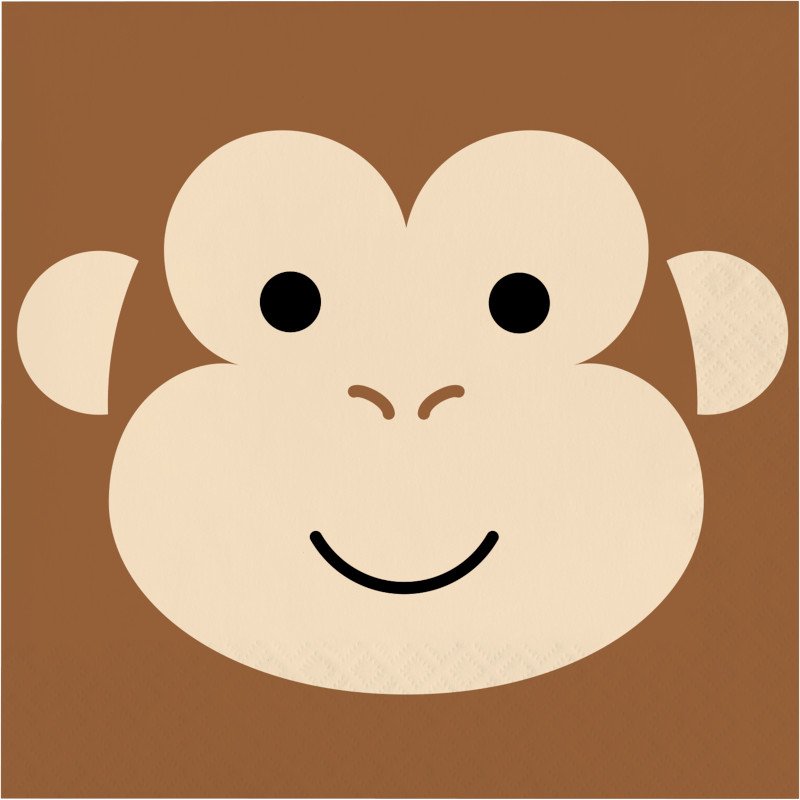 16 serviettes de table de 33 cm à motifs de singes et d'animaux