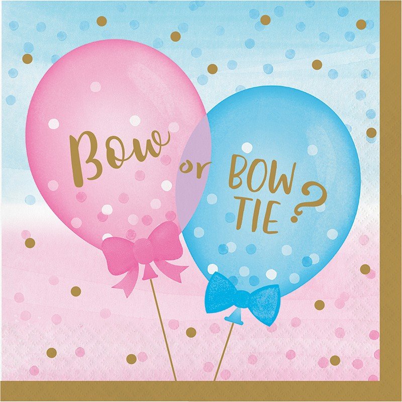 16 serviettes ballons pour révélation du sexe, 33 cm