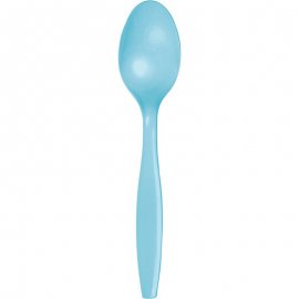 24 CUILLÈRES EN PLASTIQUE DE QUALITÉ SUPÉRIEURE, BLEU PASTEL