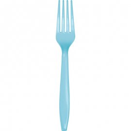 24 FOURCHETTES EN PLASTIQUE PREMIUM BLEU PASTEL