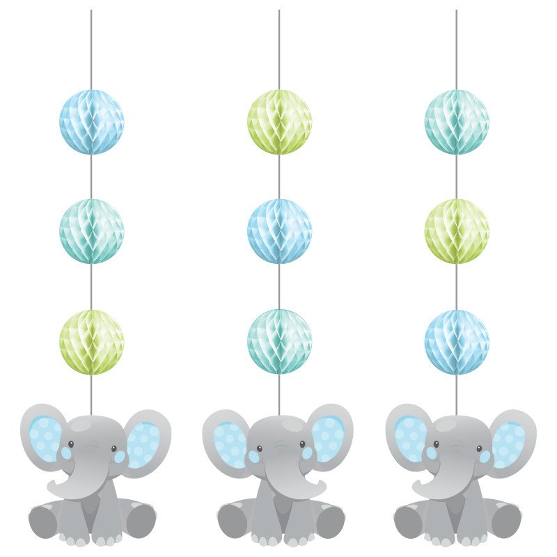 3 pendentifs éléphant bleu
