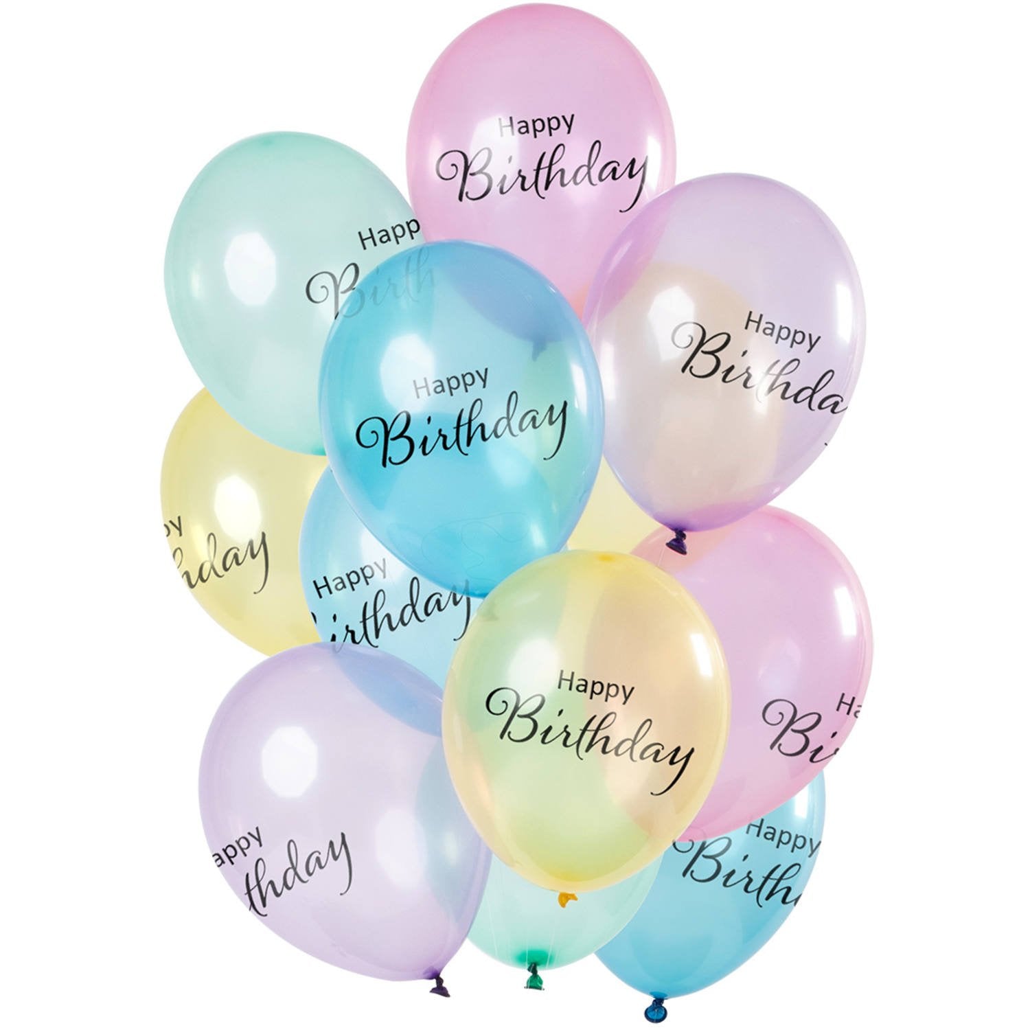 Bouquet di palloncini 12 pezzi Buon compleanno pastello 30 cm