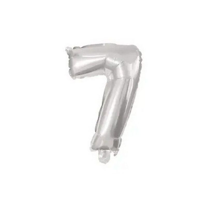 PALLONCINO NUMERO 7, 32 CM, ARGENTO