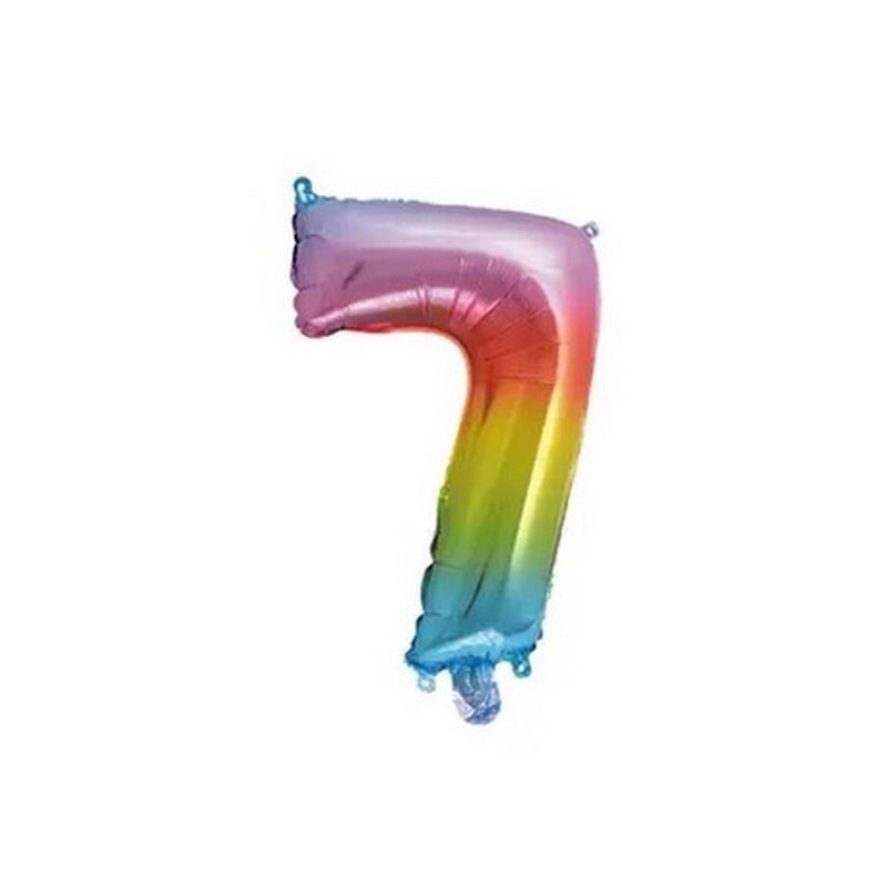 PALLONCINO NUMERO 7, 35 CM ARCOBALENO