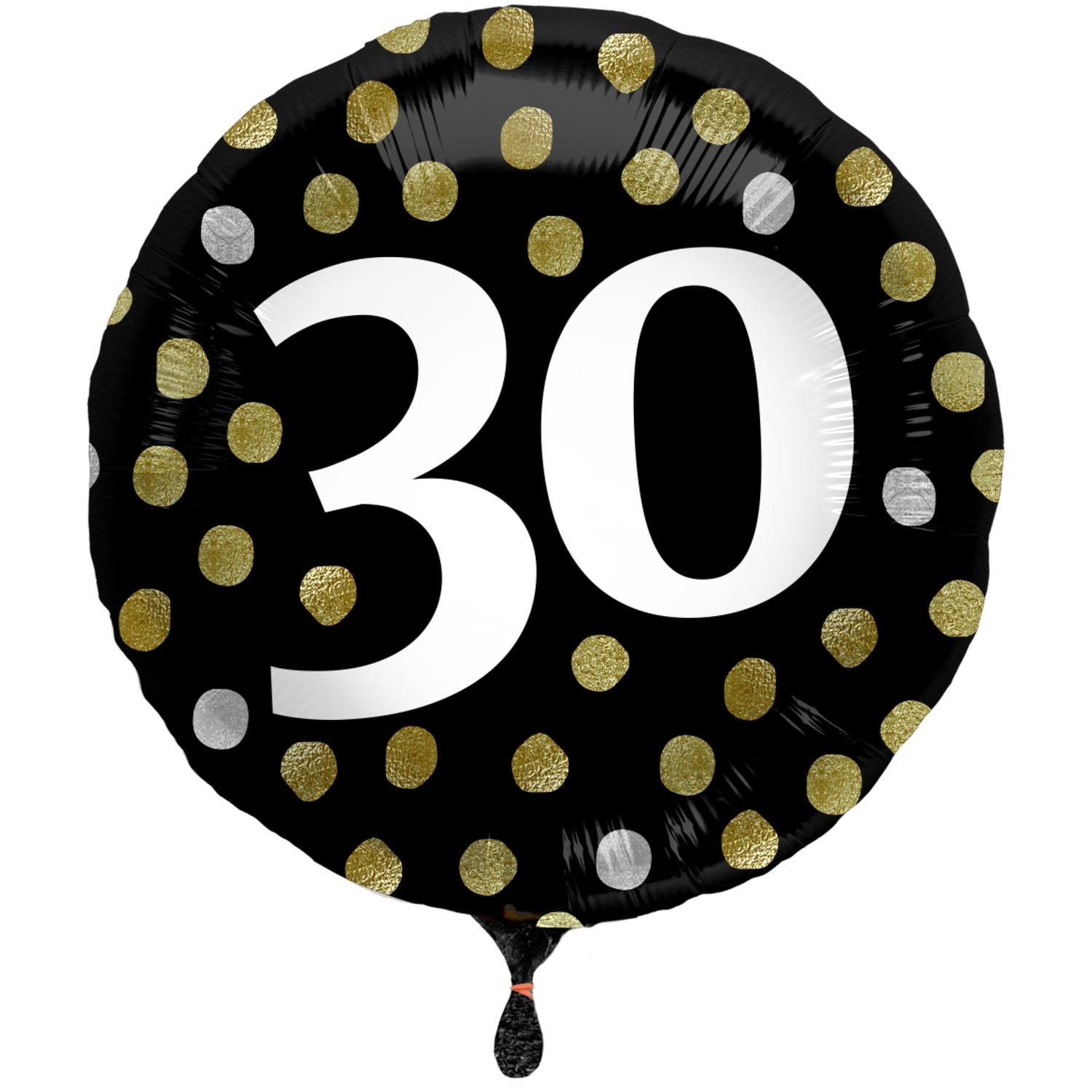 Palloncino 30° anniversario, lamina nera lucida, 45 cm