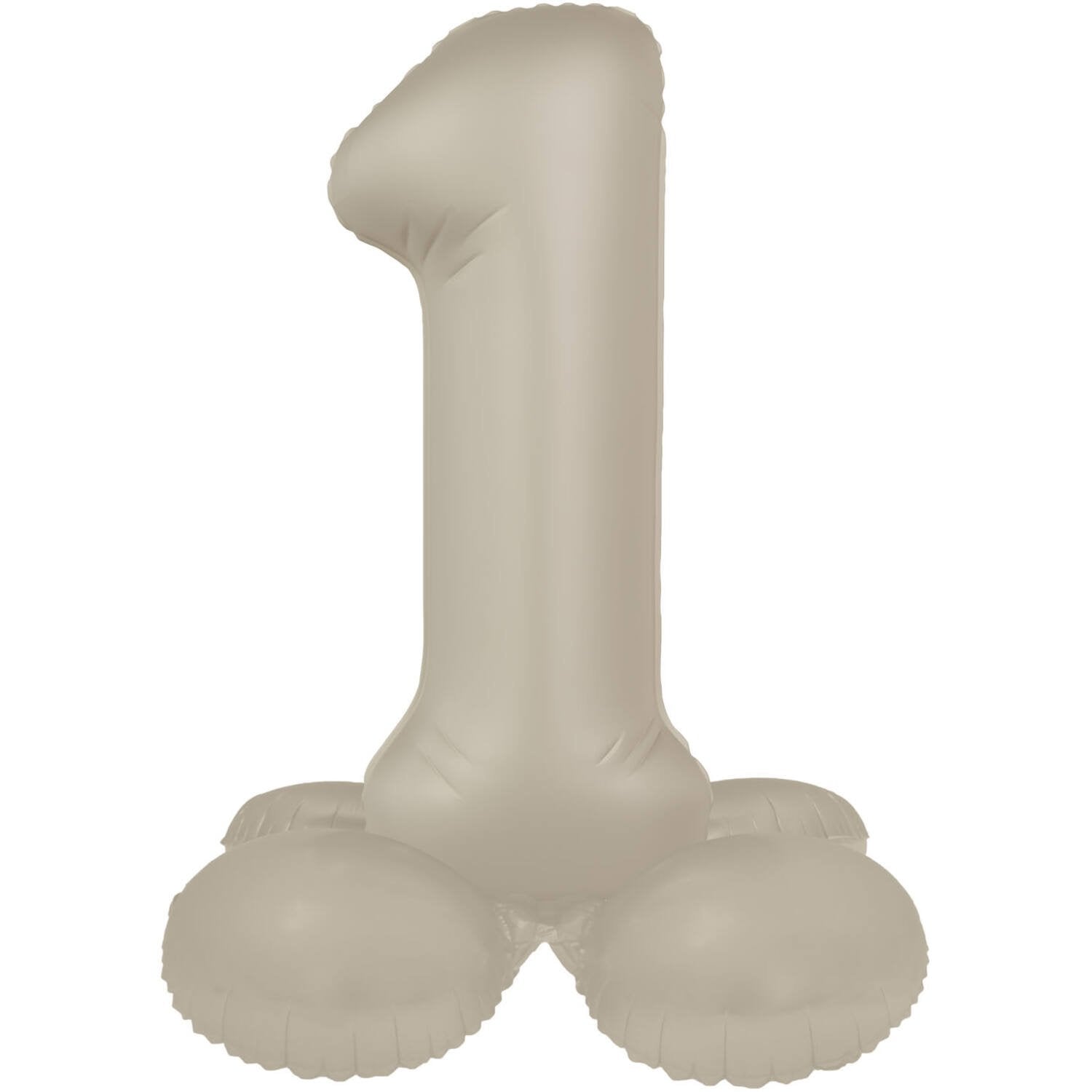 Palloncino numero 1 Creamy Latte Ultra Matte con supporto 41 cm