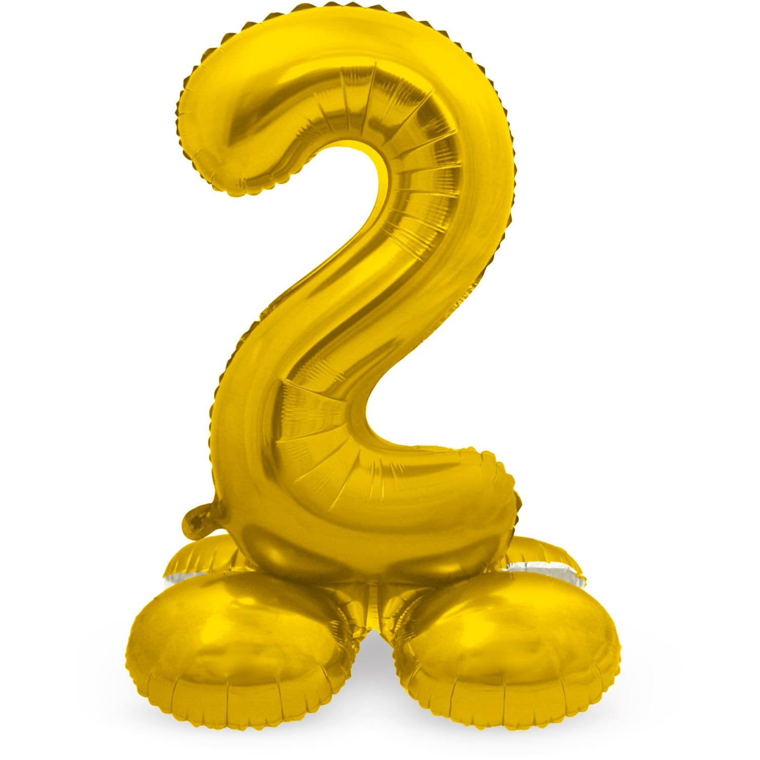 Palloncino numero 2, 72 cm, oro, con supporto