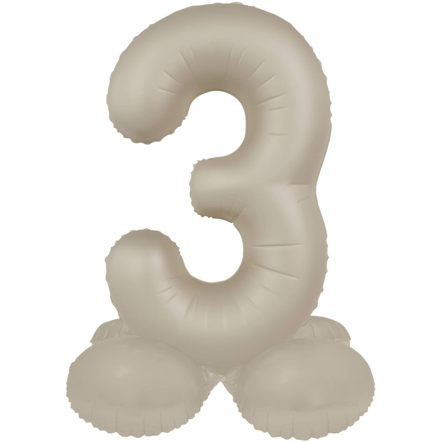 Palloncino numero 3 Creamy Latte Ultra Matte con supporto 41 cm