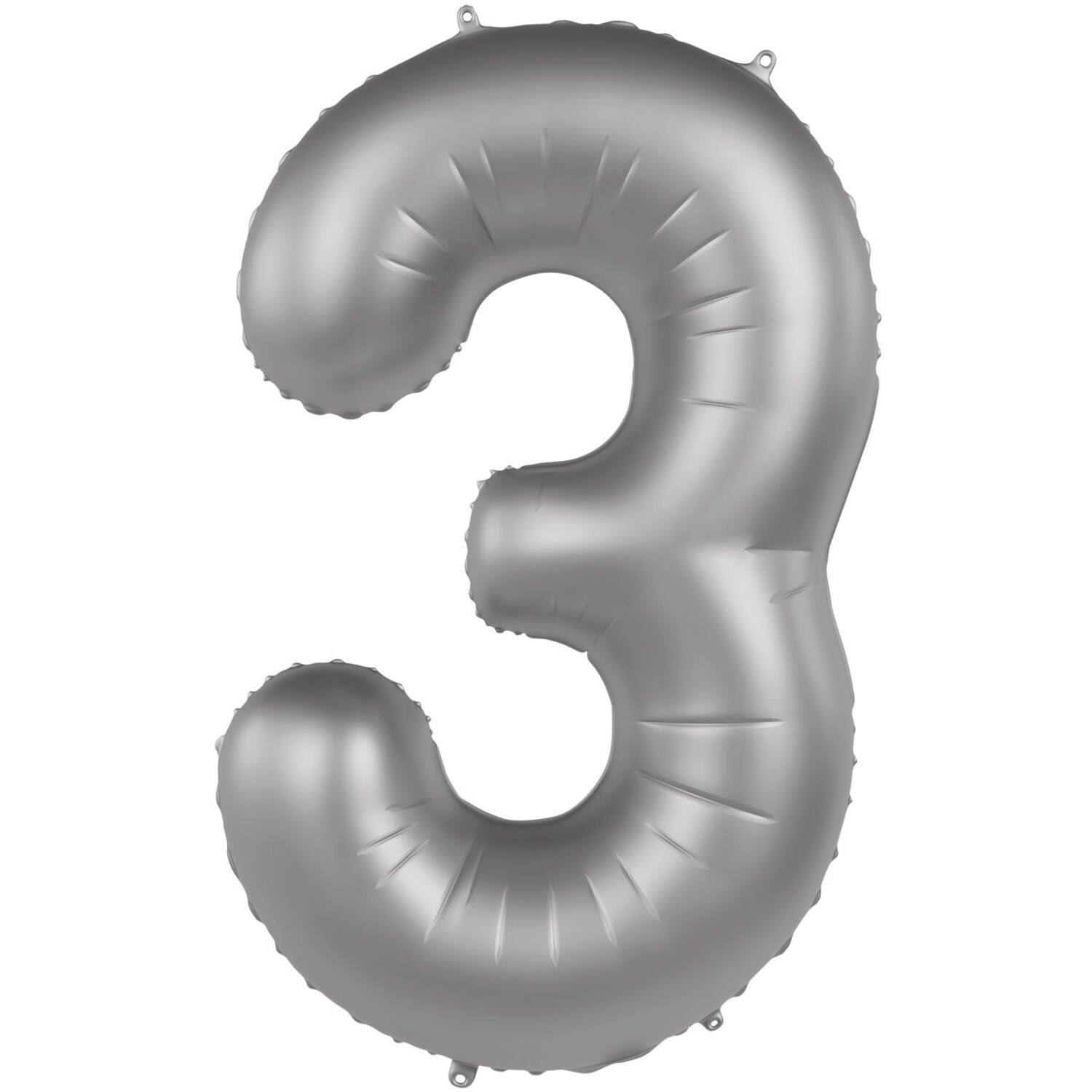 Palloncino numero 3 glitterato argento chiaro di luna 86 cm