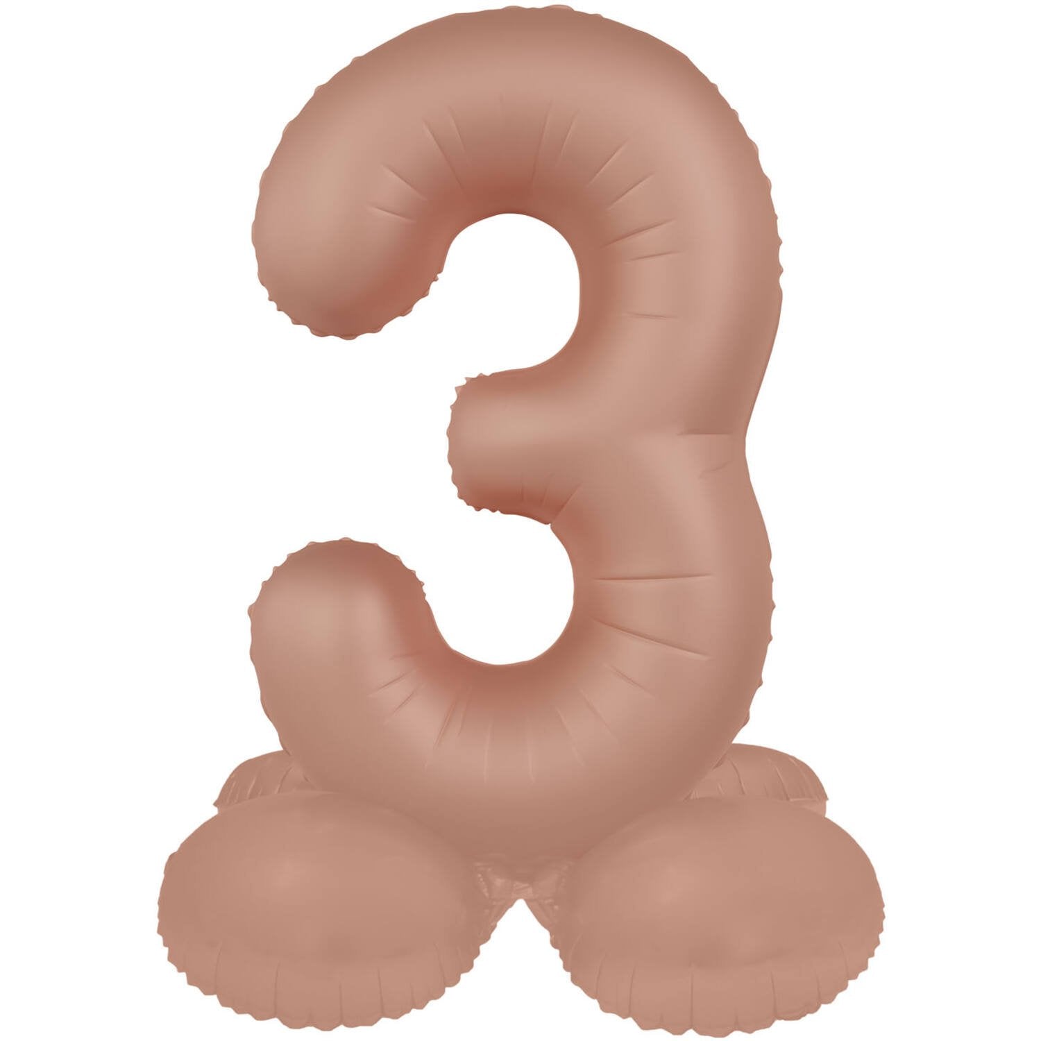 Ballon numéro 3 Vintage Rose Ultra Matte avec support 41 cm