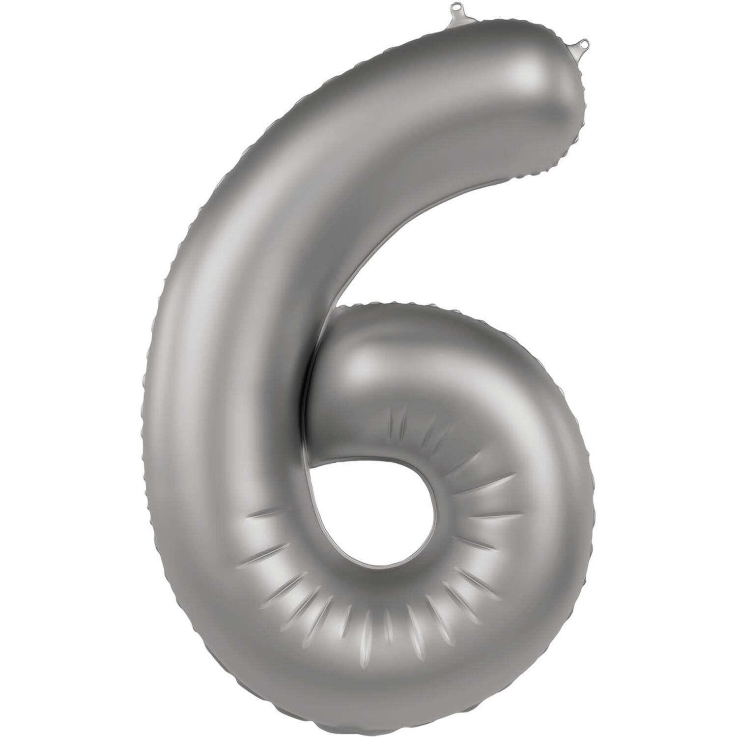 Palloncino numero 6 glitterato argento chiaro di luna 86 cm