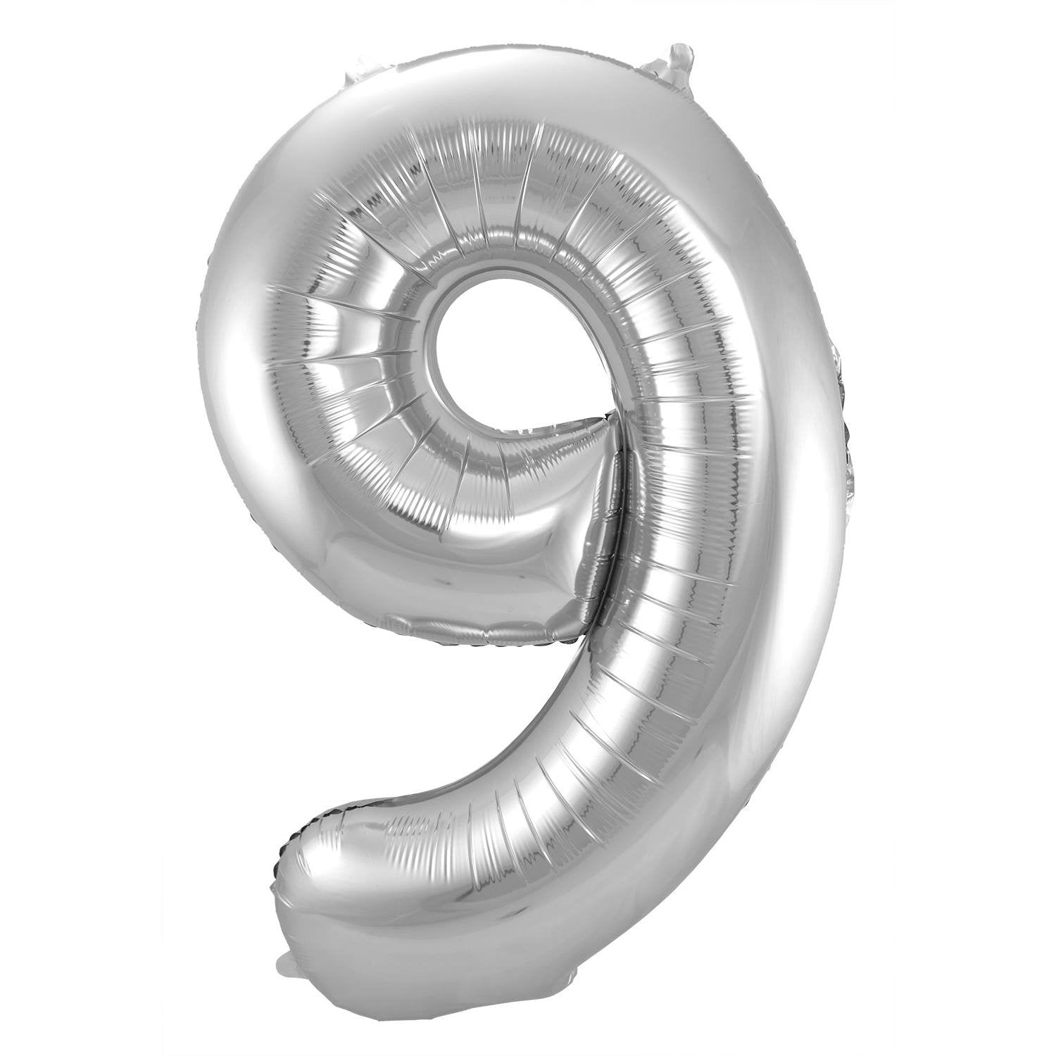 Palloncino numero 9, 86 cm, argento