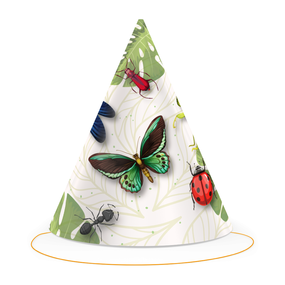 6 chapeaux de fête insectes