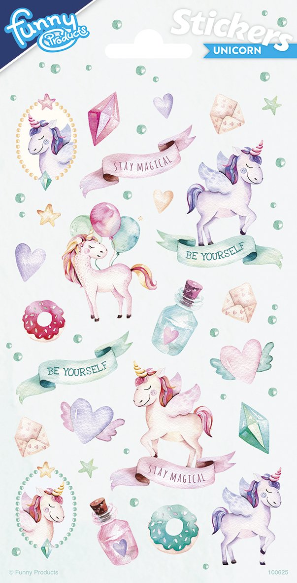 Autocollants Licorne à Paillettes 102 x 200 mm (lot de 3)