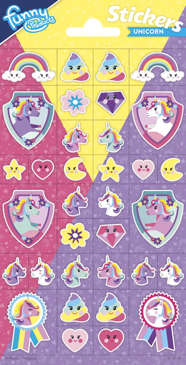 Autocollants Licorne à Paillettes 102 x 200 mm, lot de 5