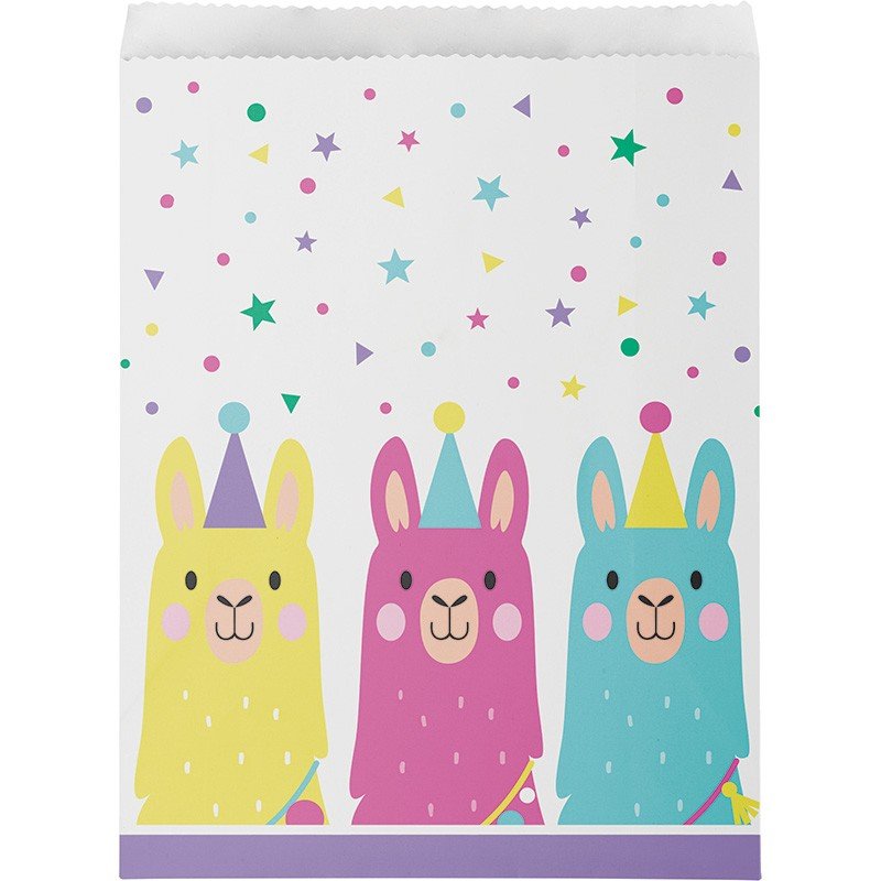 10 sacs en papier pour fête sur le thème des lamas