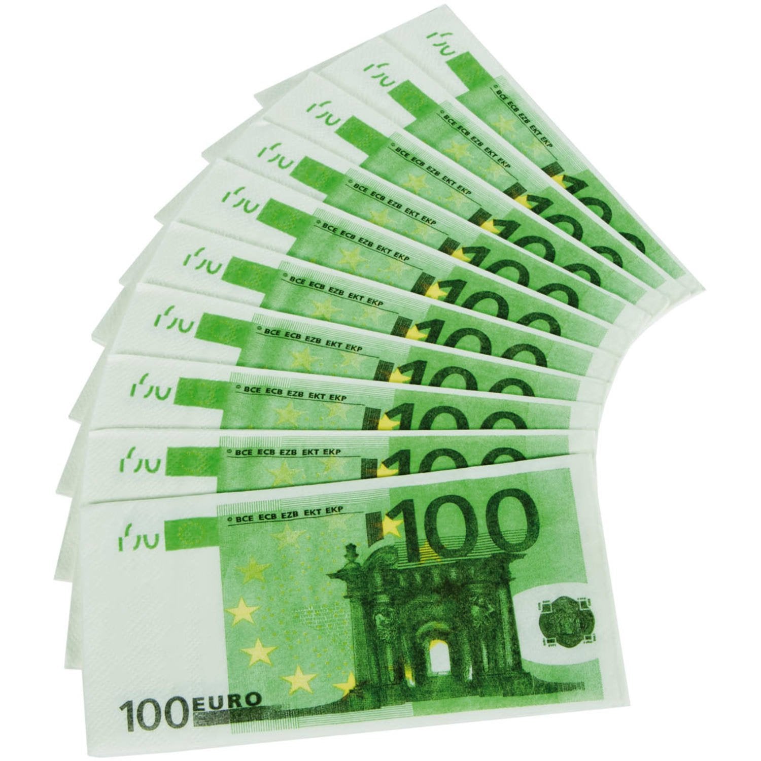 10 tovaglioli banconote da 100 euro 33 cm