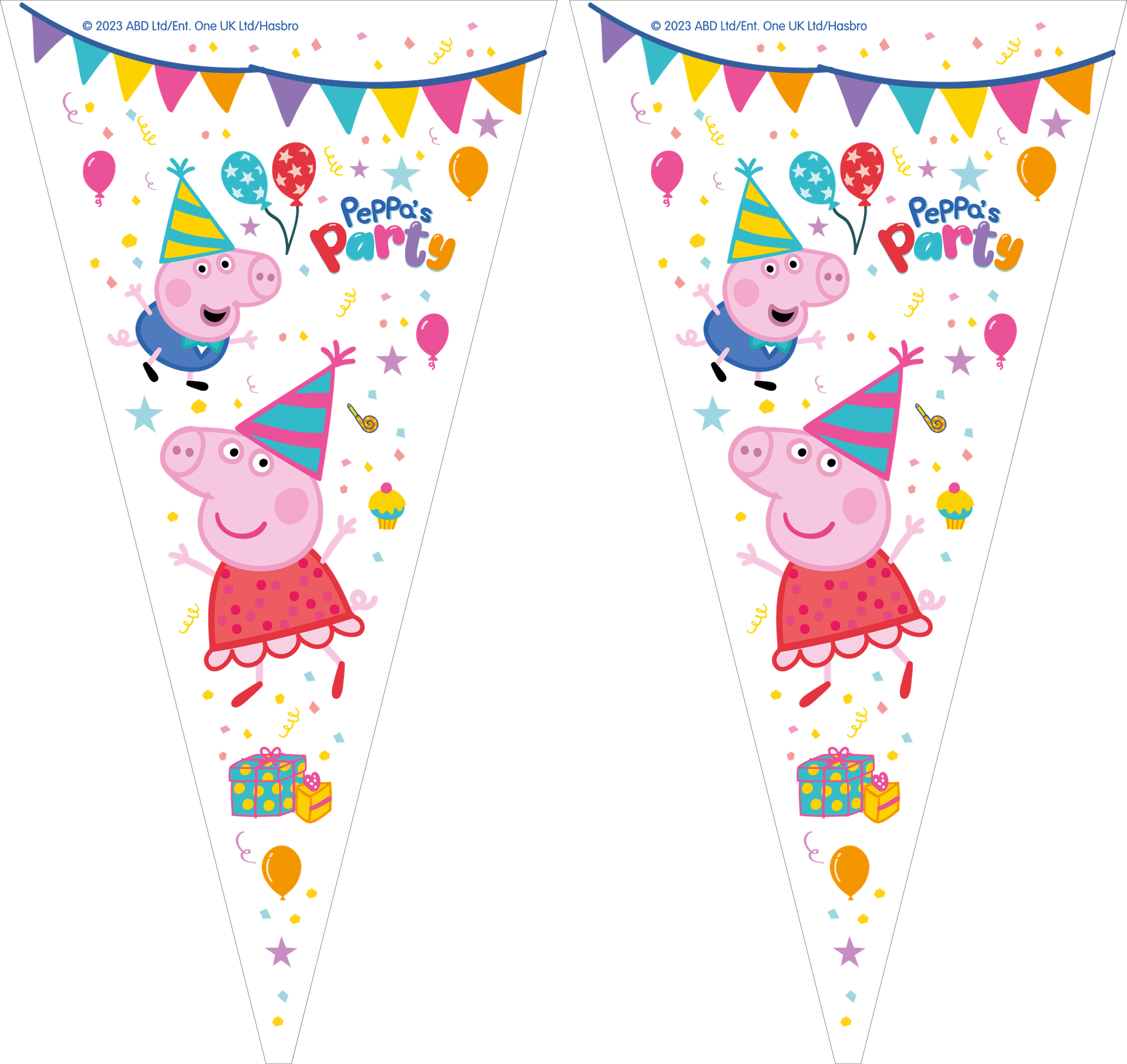 100 sachets coniques 20 x 40 Peppa Pig