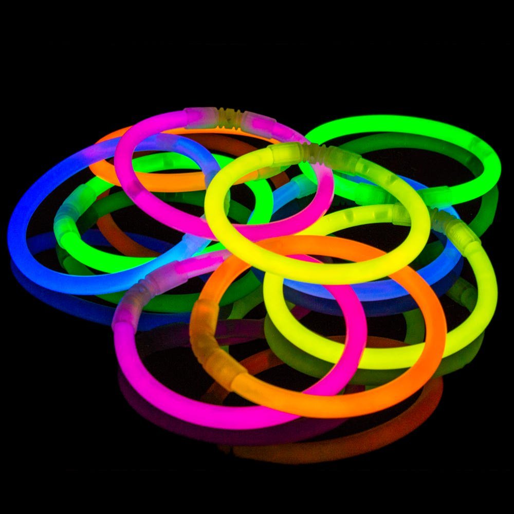 100 bracelets lumineux monochromes assortis