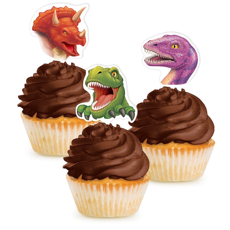 12 DÉCORATIONS POUR CUPCAKES DINO BLAST