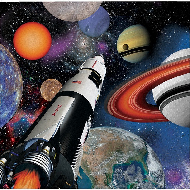 16 serviettes astronautes 25 cm