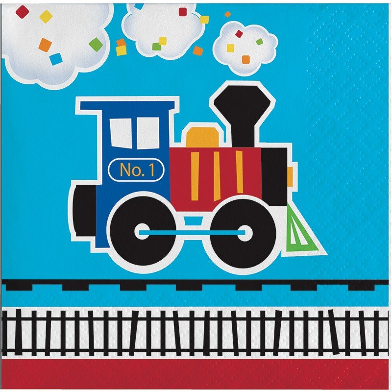 16 SERVIETTES 25 CM PETIT TRAIN