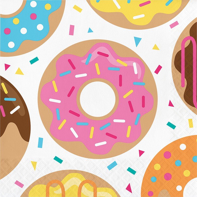 16 serviettes de 33 cm Donut Time