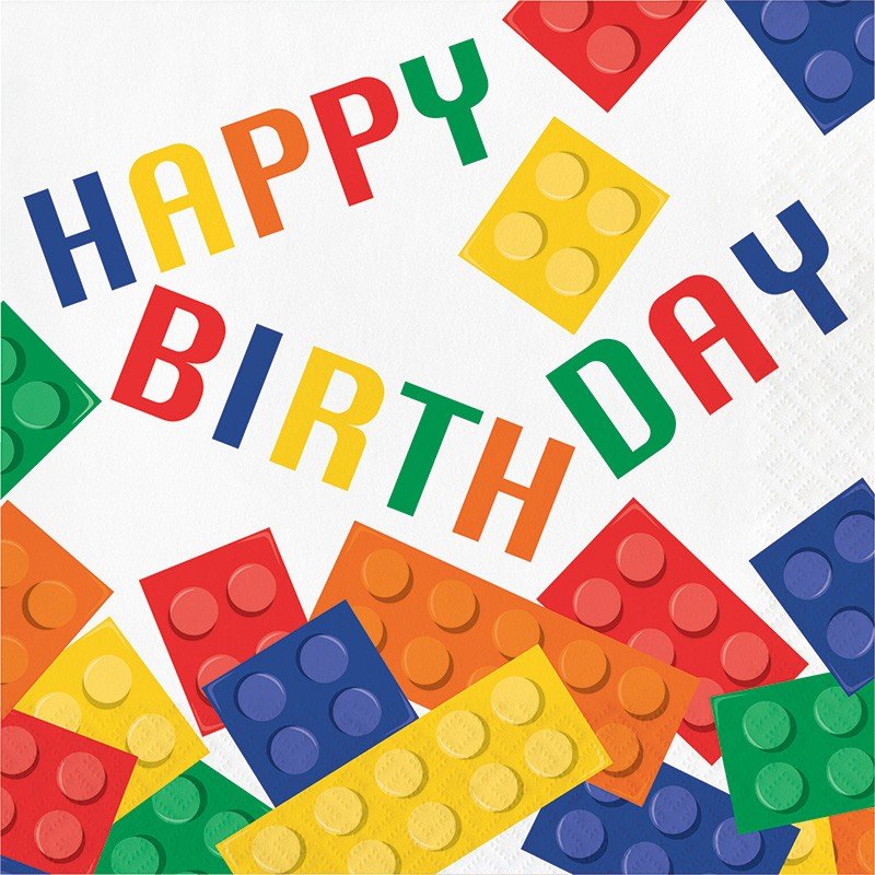 16 TOVAGLIOLI 33 CM HAPPY BIRTHDAY BLOCK PARTY