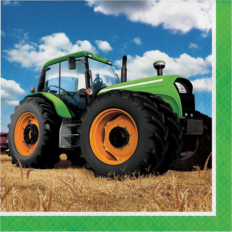 16 SERVIETTES 33 CM TEMPS DE TRACTEUR
