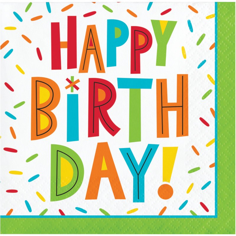 16 serviettes de 25 cm - Fête d'anniversaire