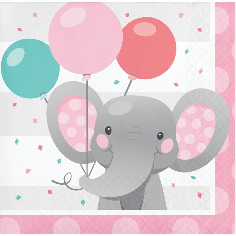 16 Servilletas 25 cm PINK ELEPHANT