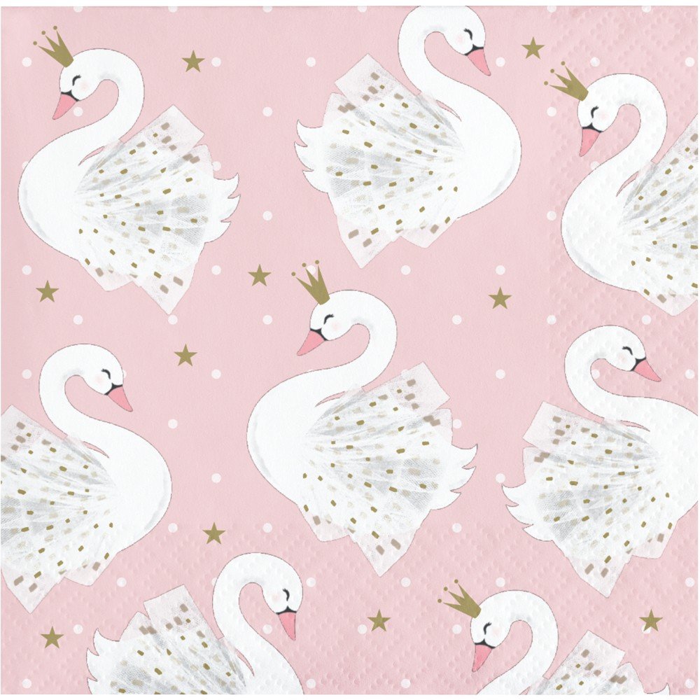 16 serviettes de table 25 cm STYLISH SWAN PARTY