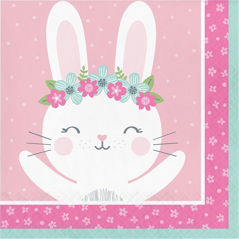 16 serviettes 2P 1er anniversaire lapin