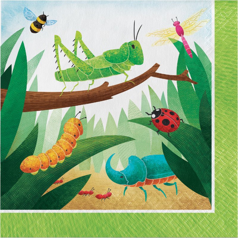 16 serviettes de table 33 cm INSECTES D'ANNIVERSAIRE