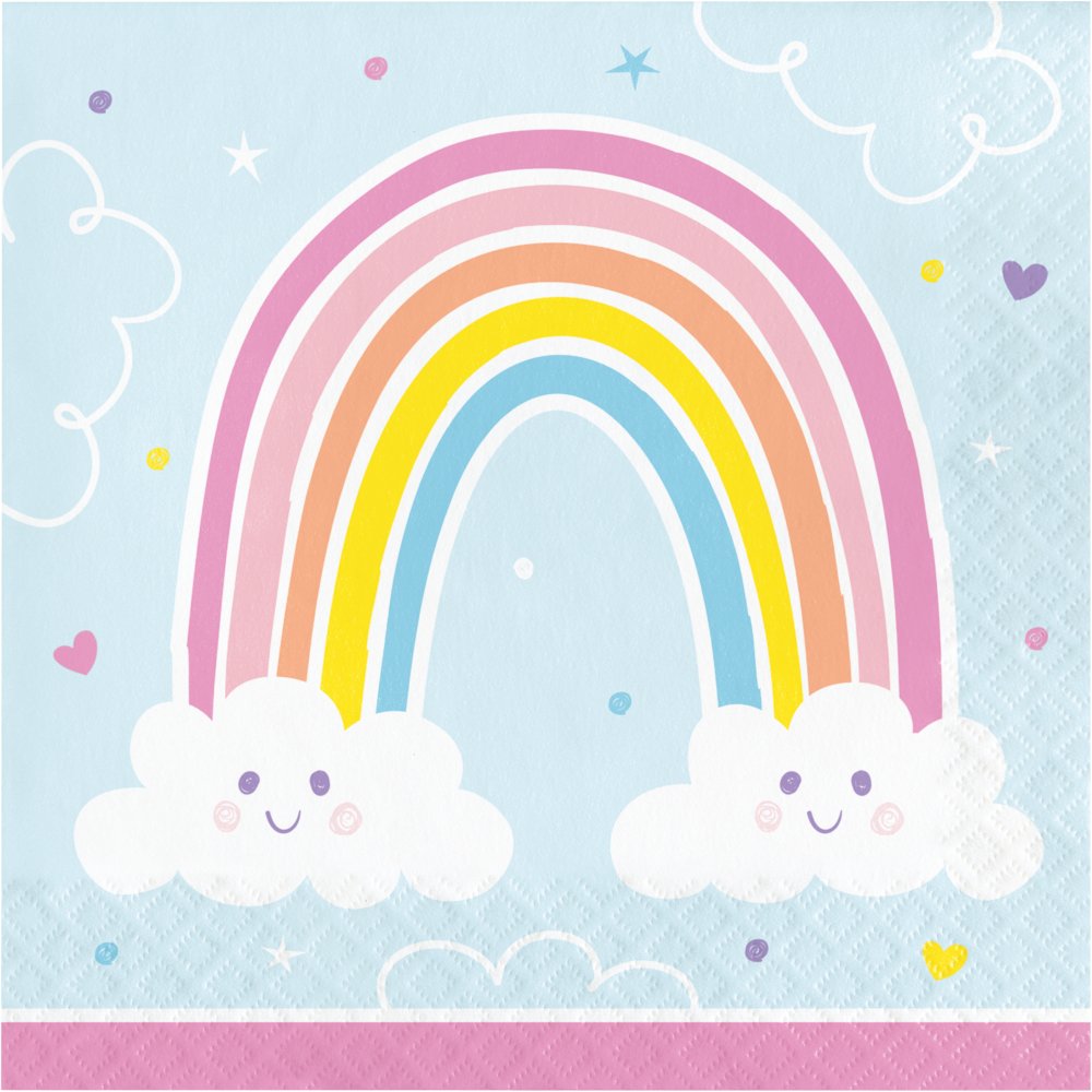 16 serviettes de table 33 cm HAPPY RAINBOW