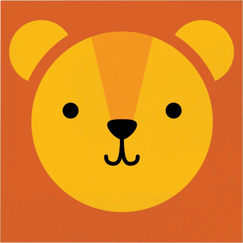 16 serviettes de table de 33 cm à motifs de lions et d'animaux