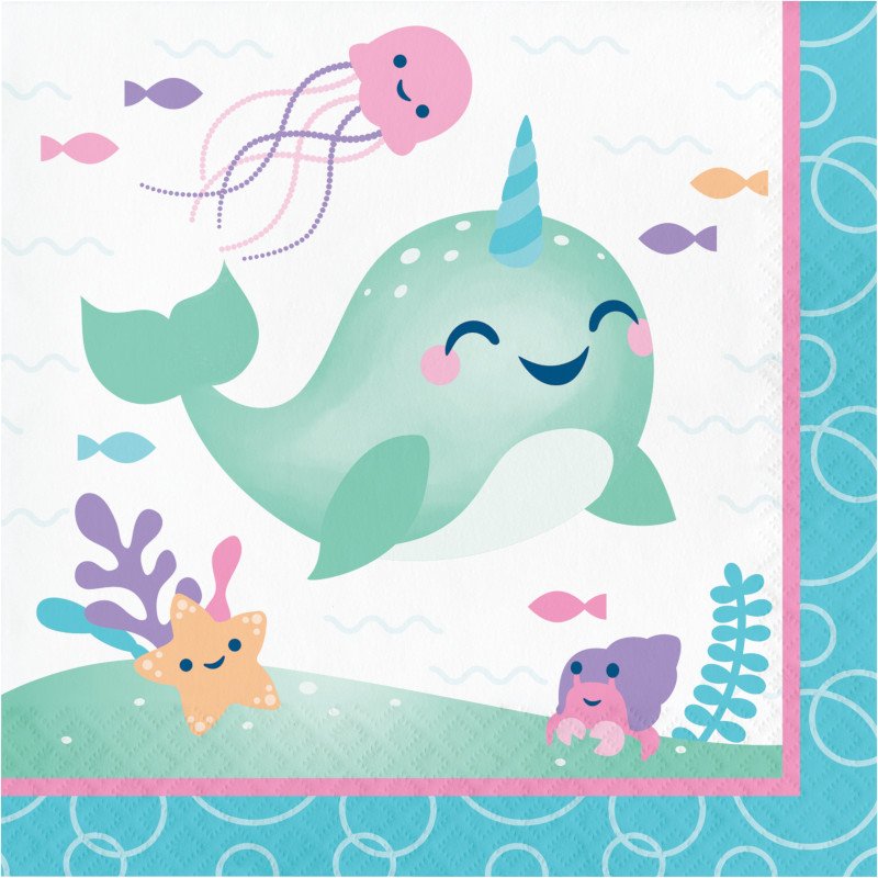 16 Tovaglioli 33 cm NARWHAL PARTY