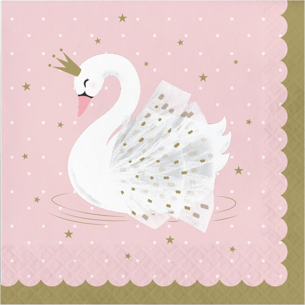 16 serviettes de table 33 cm STYLISH SWAN PARTY