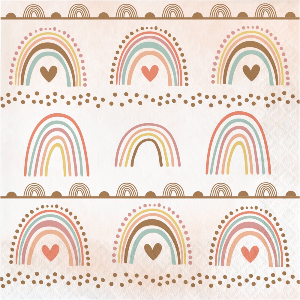 16 serviettes Boho Rainbow de 33 cm