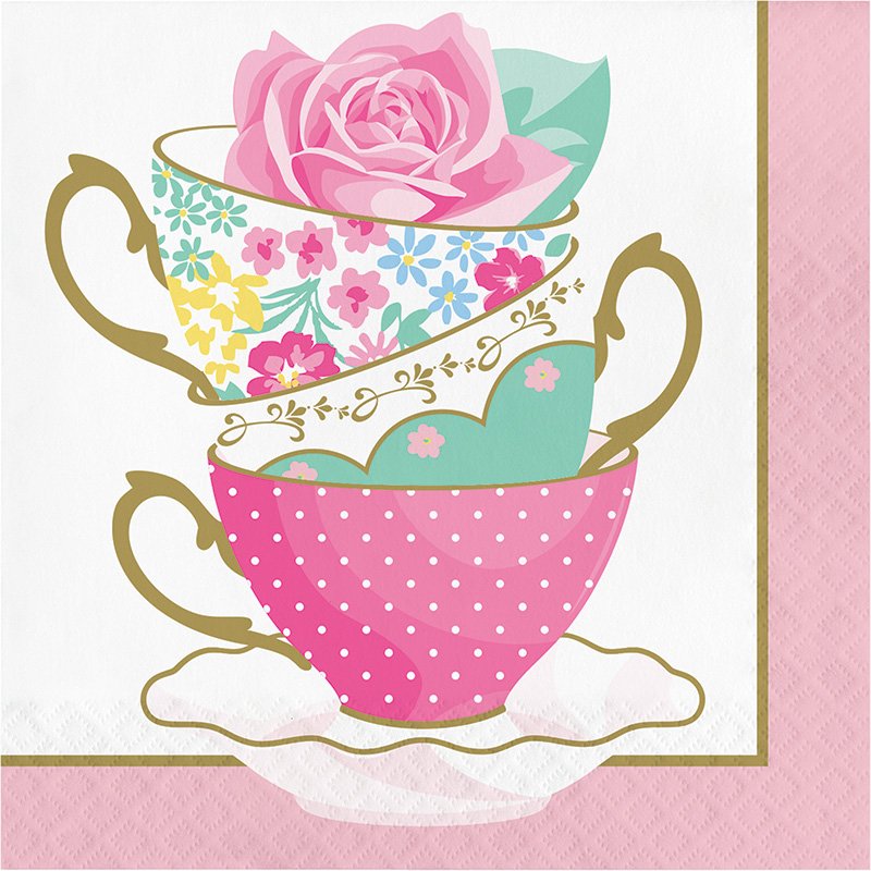 16 serviettes de table à motif floral pour tea party, 33 cm