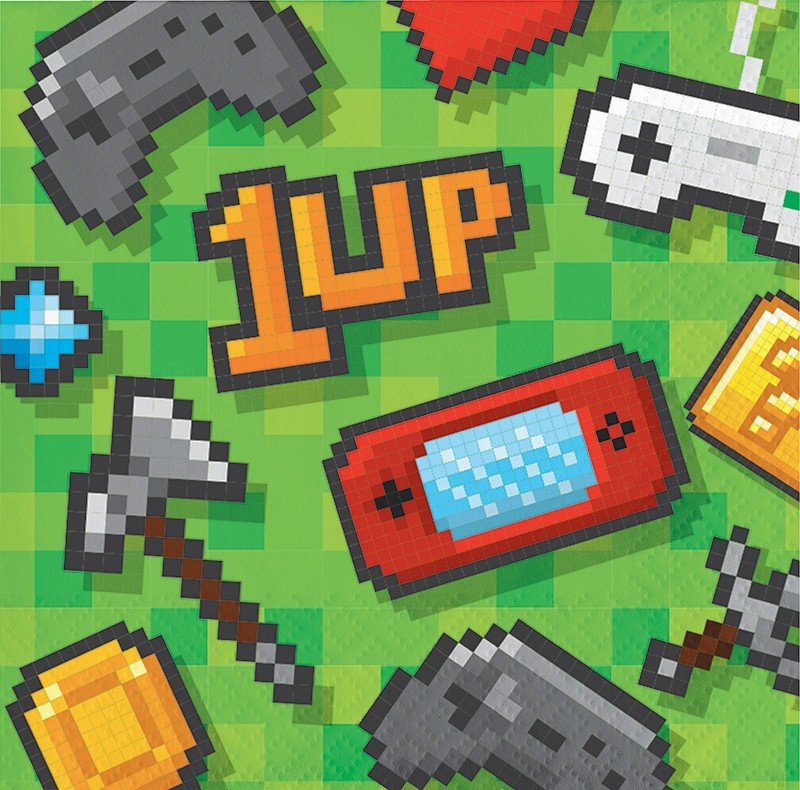 16 serviettes de table Gaming Party de 25 cm