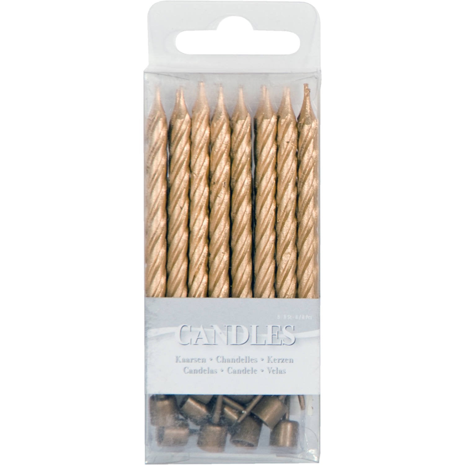 16 bougies métalliques dorées