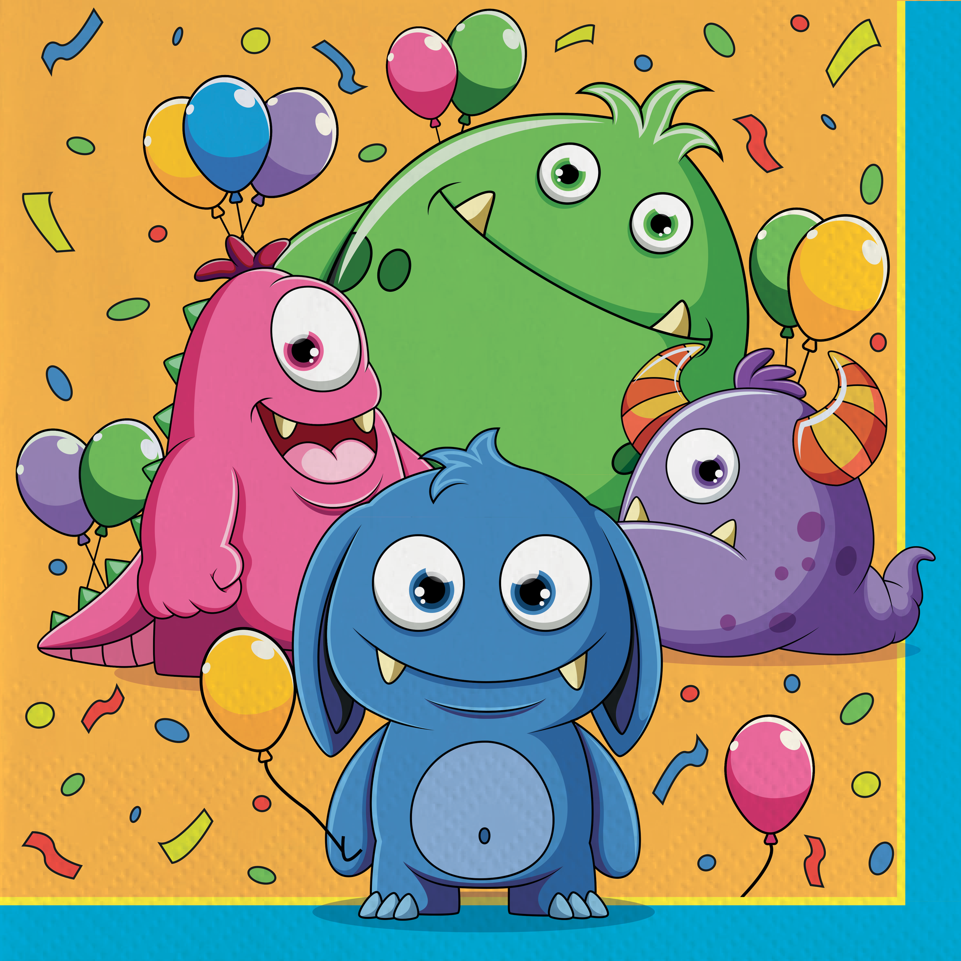 20 SERVIETTES 33 CM MONSTRES AMUSANTS