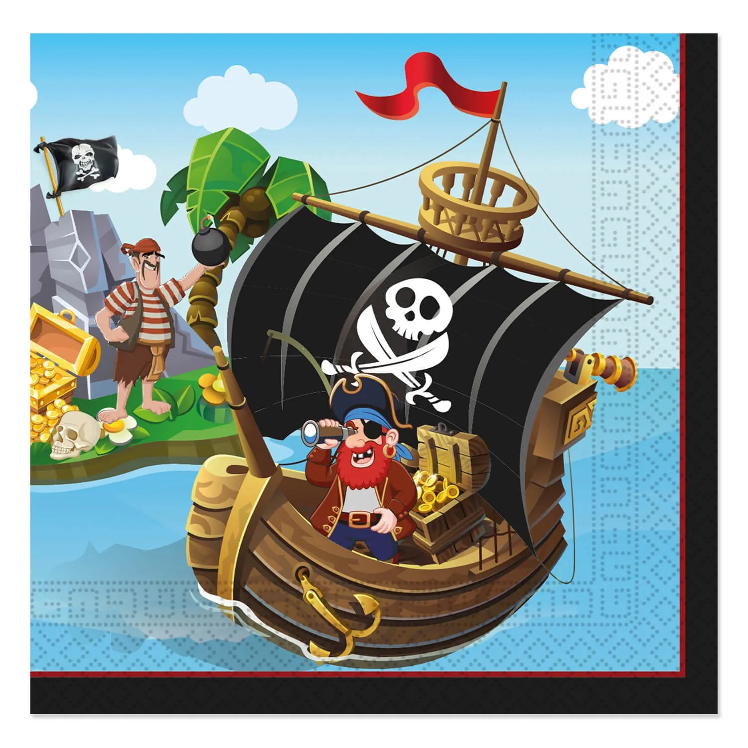 20 SERVIETTES 33 CM ÎLE PIRATES