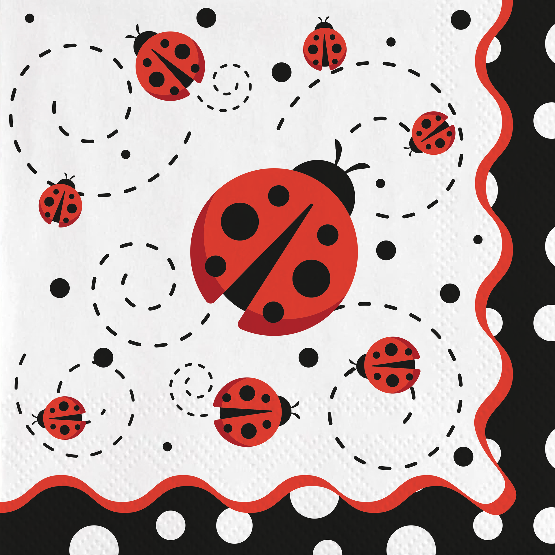 20 SERVIETTES 33 CM COCCINELLE FANTAISIE