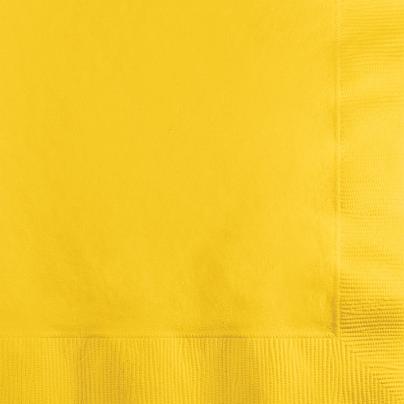 20 serviettes de table jaunes de 33 cm, motif bus scolaire