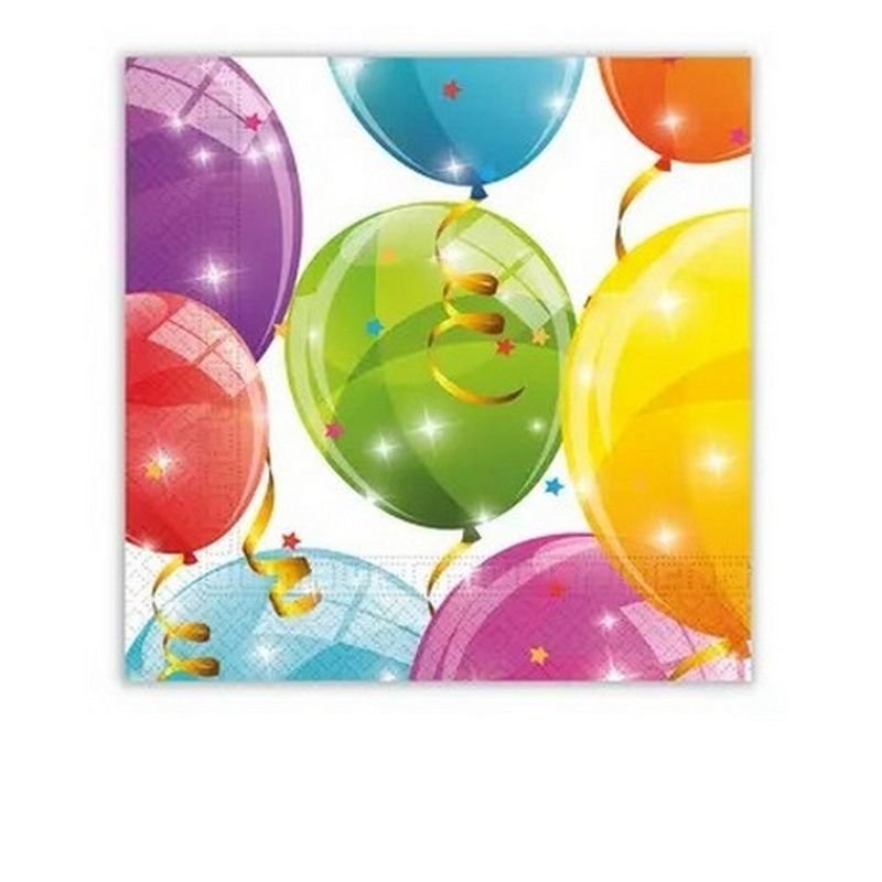 20 serviettes, ballons scintillants de 33 cm