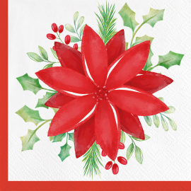 20 tovaglioli natalizi con motivo Poinsettia, 33 cm