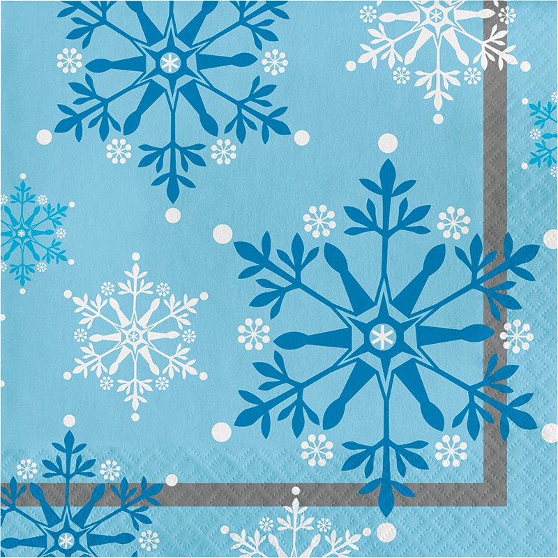 20 serviettes de table 33 cm à motifs de flocons de neige
