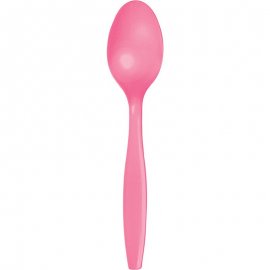 24 cucchiai di plastica premium rosa caramella